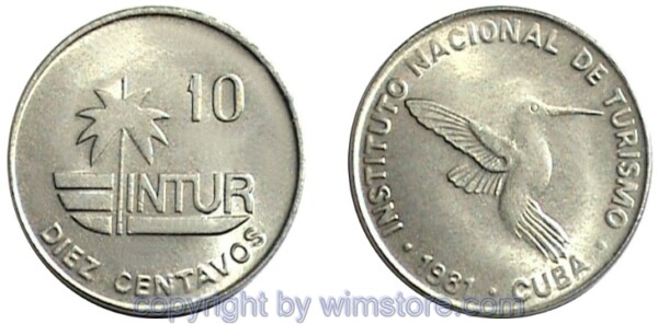 Kuba, Visitor, 10 Centavos 1981, KM 415.1, Ku/Ni