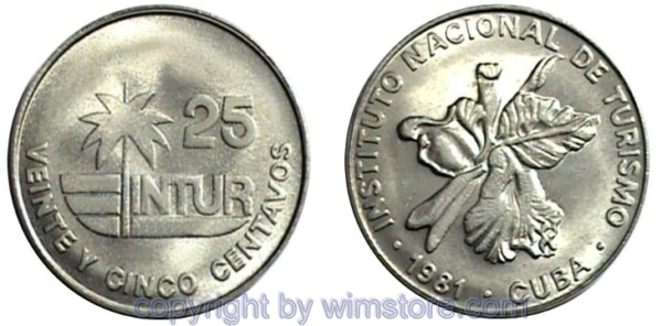 Kuba, Visitor, 25 Centavos 1981, KM 418.1, Ku/Ni