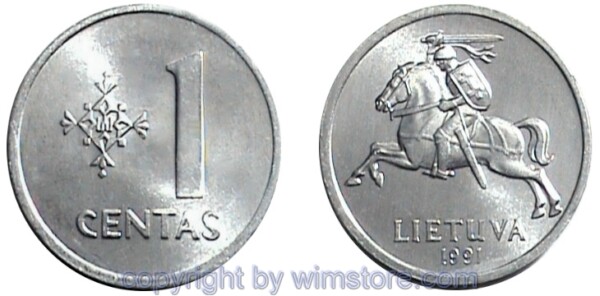 Litauen, 1 Centas 1991, KM 85, Aluminium