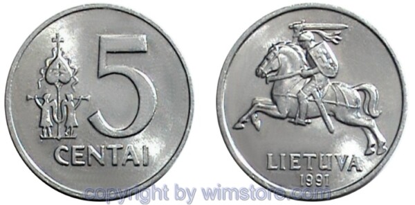 Litauen, 5 Centai 1991, KM 87, Aluminium