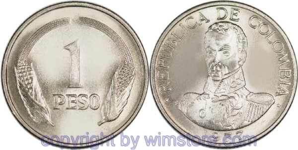 Kolumbien, 1 Peso 1976 - 1981, KM 258.2, Ku/Ni