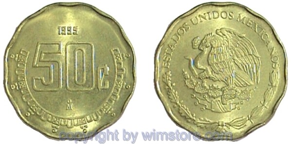Mexiko, 50 Centavos ab 1992, KM 549, Alu/Bro