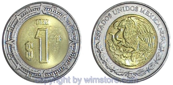 Mexiko, 1 Peso ab 1996, KM 603, St-Alu/Ni/Bro