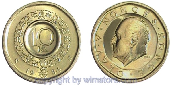 Norwegen, 10 Kroner 1983 - 1991, KM 427, Ku/Ni/Zink