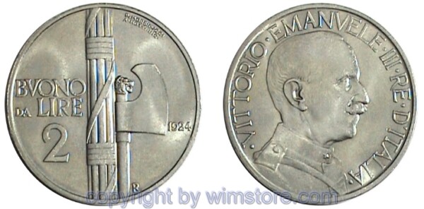Italien, 2 Lire 1923 - 1935, KM 63, Nickel
