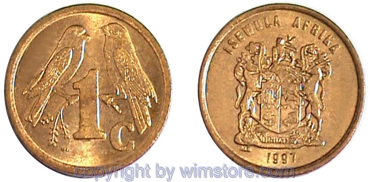 Südafrika, 1 Cent 1997 - 2000, KM 170,  Stahl verkupfert