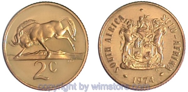 Südafrika, 2 Cents 1970 - 1990, KM 83, Bronze