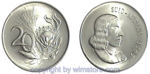 Südafrika, 20 Cents 1965 - 1969, Suid Afrika, KM 69.2, Nickel