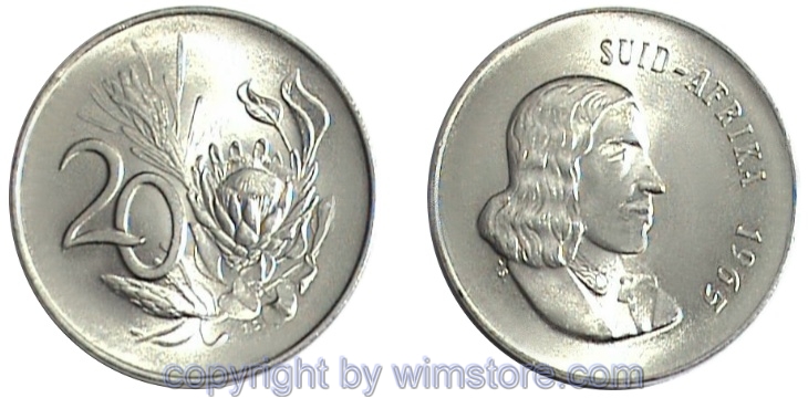 Südafrika, 20 Cents 1965 - 1969, Suid Afrika, KM 69.2, Nickel