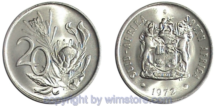 Südafrika, 20 Cents 1970 - 1990, KM 86, Nickel