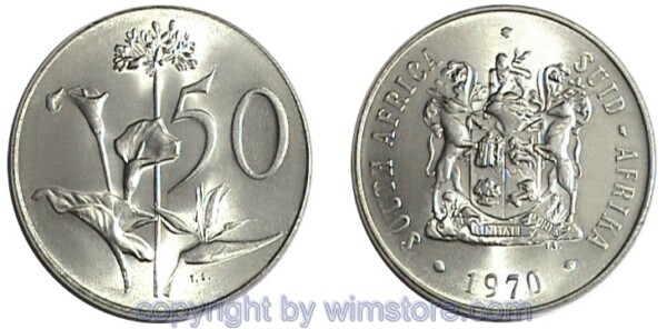 Südafrika, 50 Cents 1970 - 1990, KM 87, Nickel