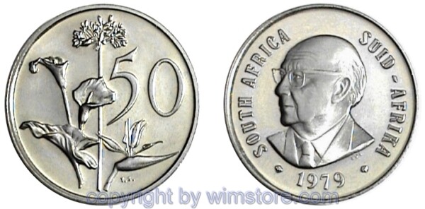 Südafrika, 50 Cents 1979, Diederichs, KM 103, Nickel