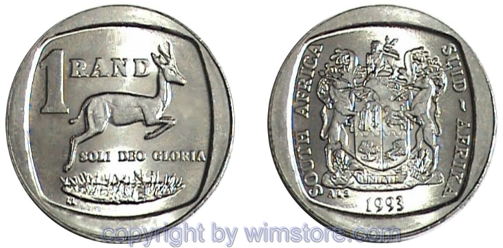 Südafrika, 1 Rand 1991 - 1995, KM 138, Bro-Ni galvanisiert