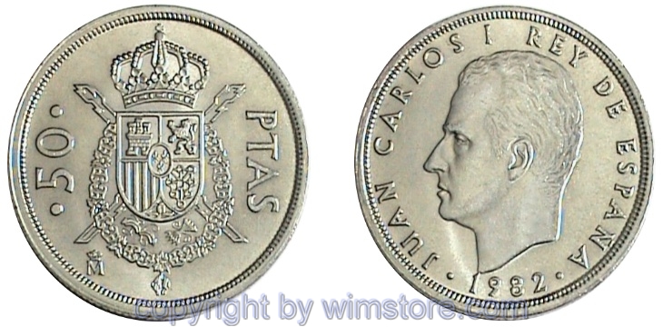 Spanien, 50 Pesetas 1982 - 1984, KM 825, Ku/Ni