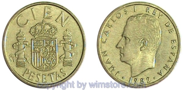 Spanien, 100 Pesetas 1982 - 1990, KM 826, Alu/Bro