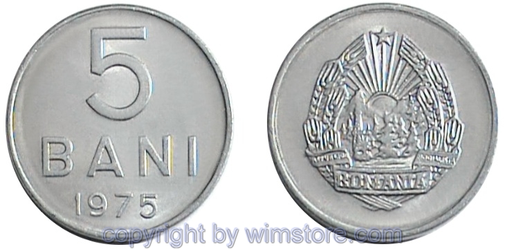 Rumänien, 5 Bani 1975, KM 92a, Aluminium