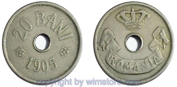 Rumänien, 20 Bani 1905 - 1906, KM 33, Ku/Ni