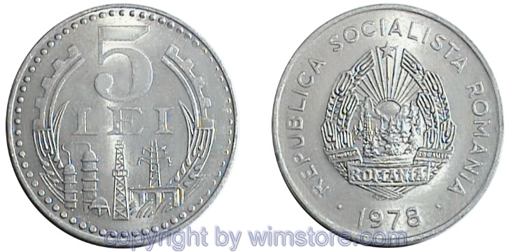 Rumänien, 5 Lei 1978, KM 97, Aluminium
