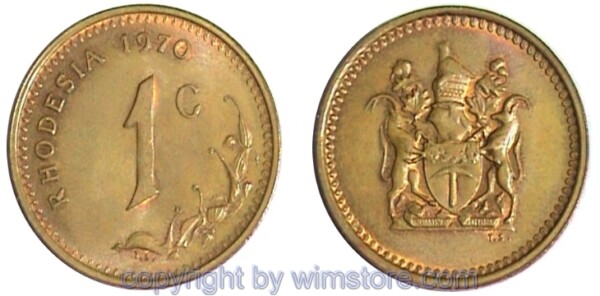Rhodesien, 1 Cent 1970 - 1977, KM 10, Bronze