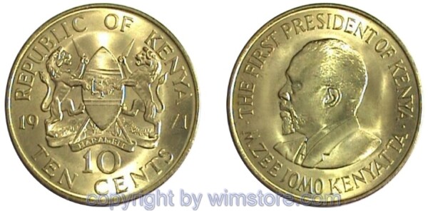 Kenia, 10 Cents 1969 - 1978, KM 11, Ni/Me