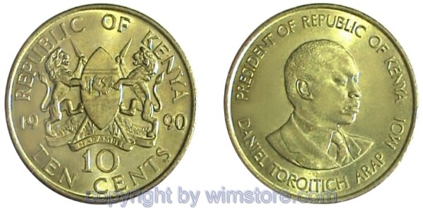 Kenia, 10 Cents 1978 - 1991, KM 18 und 18a, Ni/Me