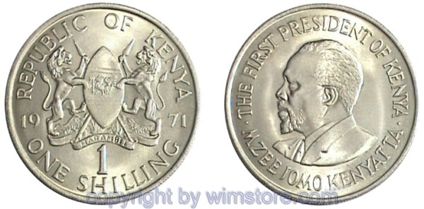 Kenia, 1 Shilling 1969 - 1978, KM 14, Ku/Ni
