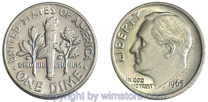 USA, Dime 1965 -, Roosevelt, KM 195a, Ku-Ku/Ni plattiert