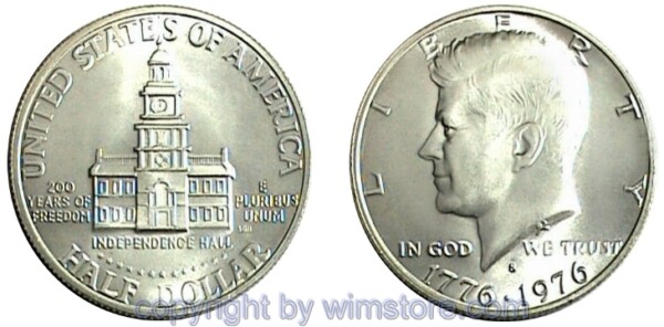 USA, 1/2 Dollar 1976, 200 Jahre Amerika, KM 205a, Billon