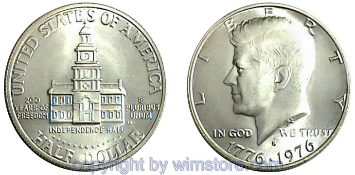 USA, 1/2 Dollar 1976, 200 Jahre Amerika, KM 205a, Billon