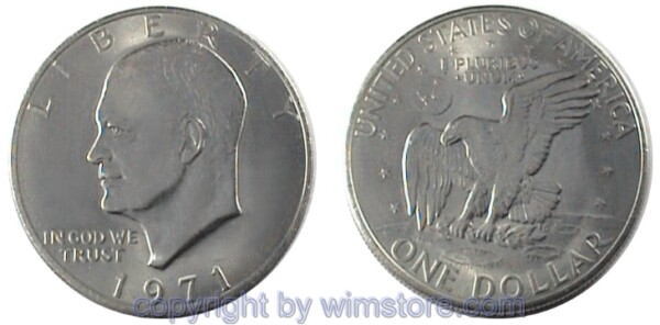USA, 1 Dollar 1971 - 1974, Eisenhower, KM 203, Ku-Ku/Ni
