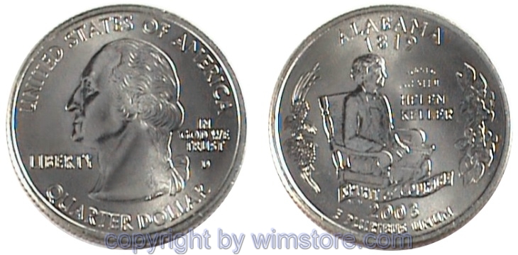 USA, 1/4 Dollar (Quarter) 2003, Alabama, KM 344, Ku-Ku/Ni plattiert