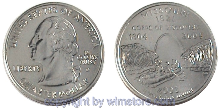USA, 1/4 Dollar (Quarter) 2003, Missouri, KM 346, Ku-Ku/Ni plattiert