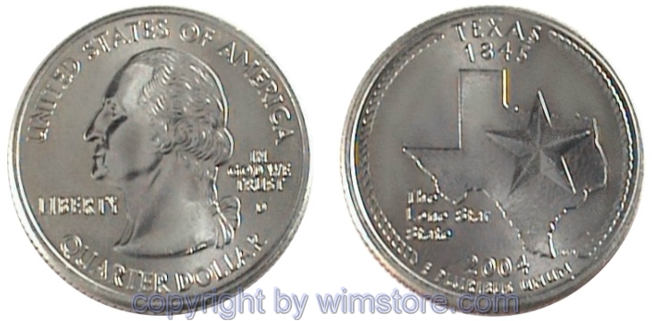 USA, 1/4 Dollar (Quarter) 2004, Texas, KM 357, Ku-Ku/Ni plattiert