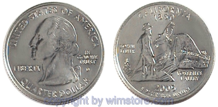 USA, 1/4 Dollar (Quarter) 2005, California, KM 370, Ku-Ku/Ni plattiert