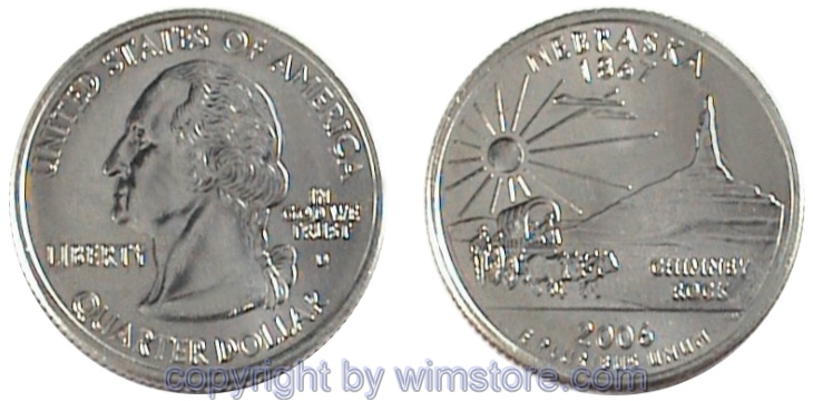 USA, 1/4 Dollar (Quarter) 2006, Nebraska, KM 383, Ku-Ku/Ni plattiert