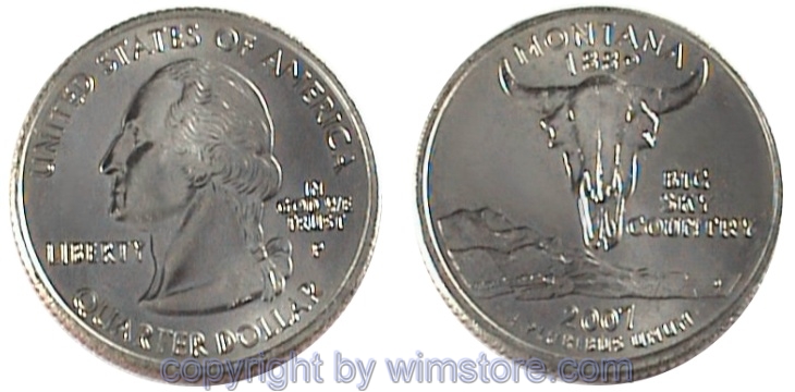 USA, 1/4 Dollar (Quarter) 2007, Montana, KM 396, Ku-Ku/Ni plattiert