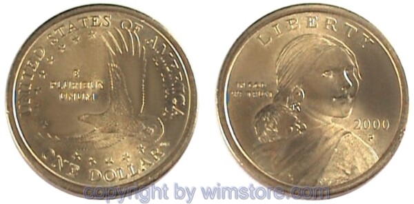 sm17241 USA, 1 Dollar ab 2000, Sacagawea, KM 310, Ku-Ni/Me plattiert
