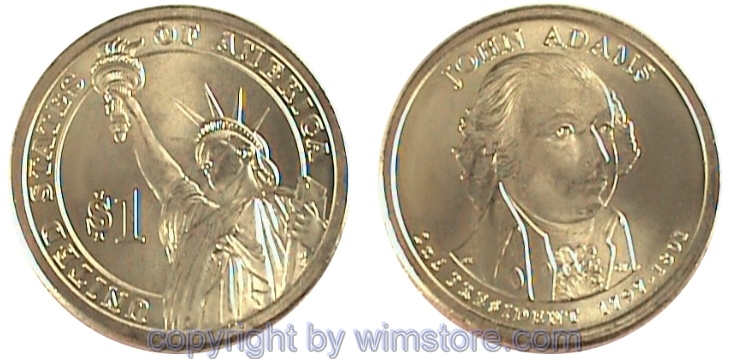 USA, 1 Dollar 2007, John Adams, KM 402, Ku-Ni/Me plattiert