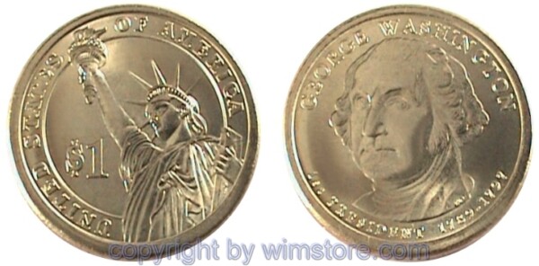 USA, 1 Dollar 2007, George Washington, KM 401, Ku-Ni/Me plattiert