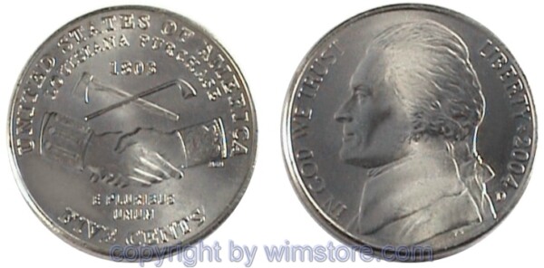 USA, 5 Cents 2004, Clasped hands, KM 360, Ku/Ni