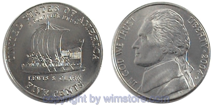 USA, 5 Cents 2004, Lewis & Clark´s Keelboat, KM 361, Ku/Ni