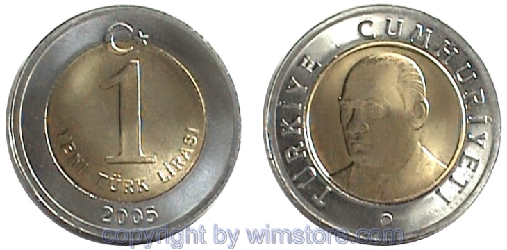 Türkei, 1 New Lira ab 2005, KM 1169, Bi-Metall