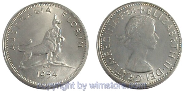 Australien, Florin 1954, KM 55, Silber