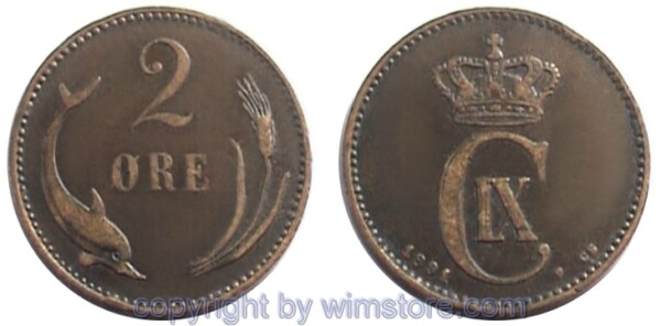 Dänemark, 2 Öre 1874 - 1892 CS, KM 793.1, Bronze