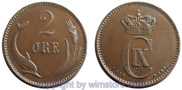 Dänemark, 2 Öre 1894 - 1906 VBP, KM 793, Bronze