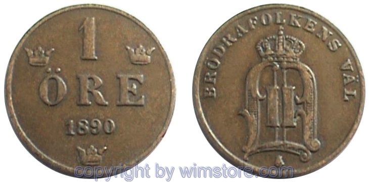 Schweden, 1 Öre 1879 - 1905, KM 750, Bronze