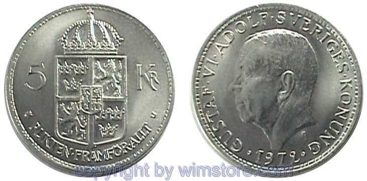 Schweden, 5 Kronor 1972 - 1973, KM 846, Ni-Ku/Ni plattiert