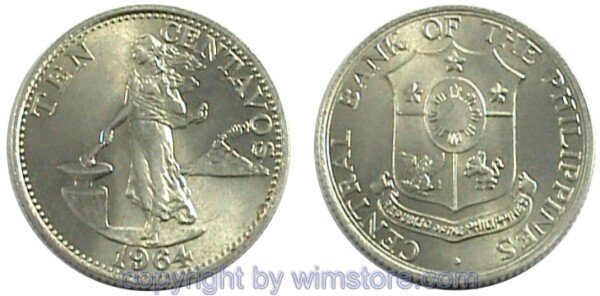 Philippinen, 10 Centavos 1958 - 1966, KM 188, Ku/Ni/Zink