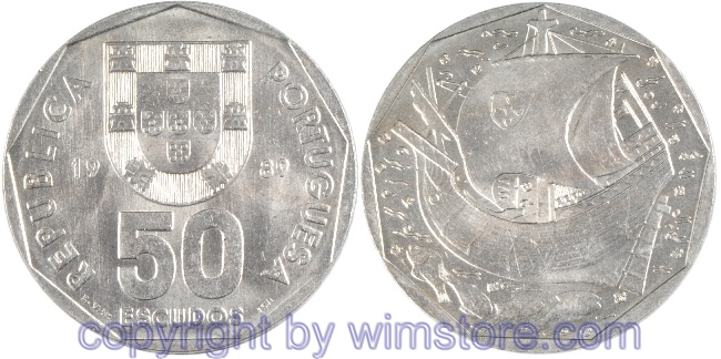 Portugal, 50 Escudos 1986 - 2001, KM 636, Ku/Ni