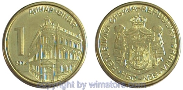Serbien, 1 Dinar 2005, KM 39, Ku/Ni/Zink